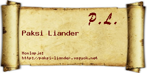 Paksi Liander névjegykártya